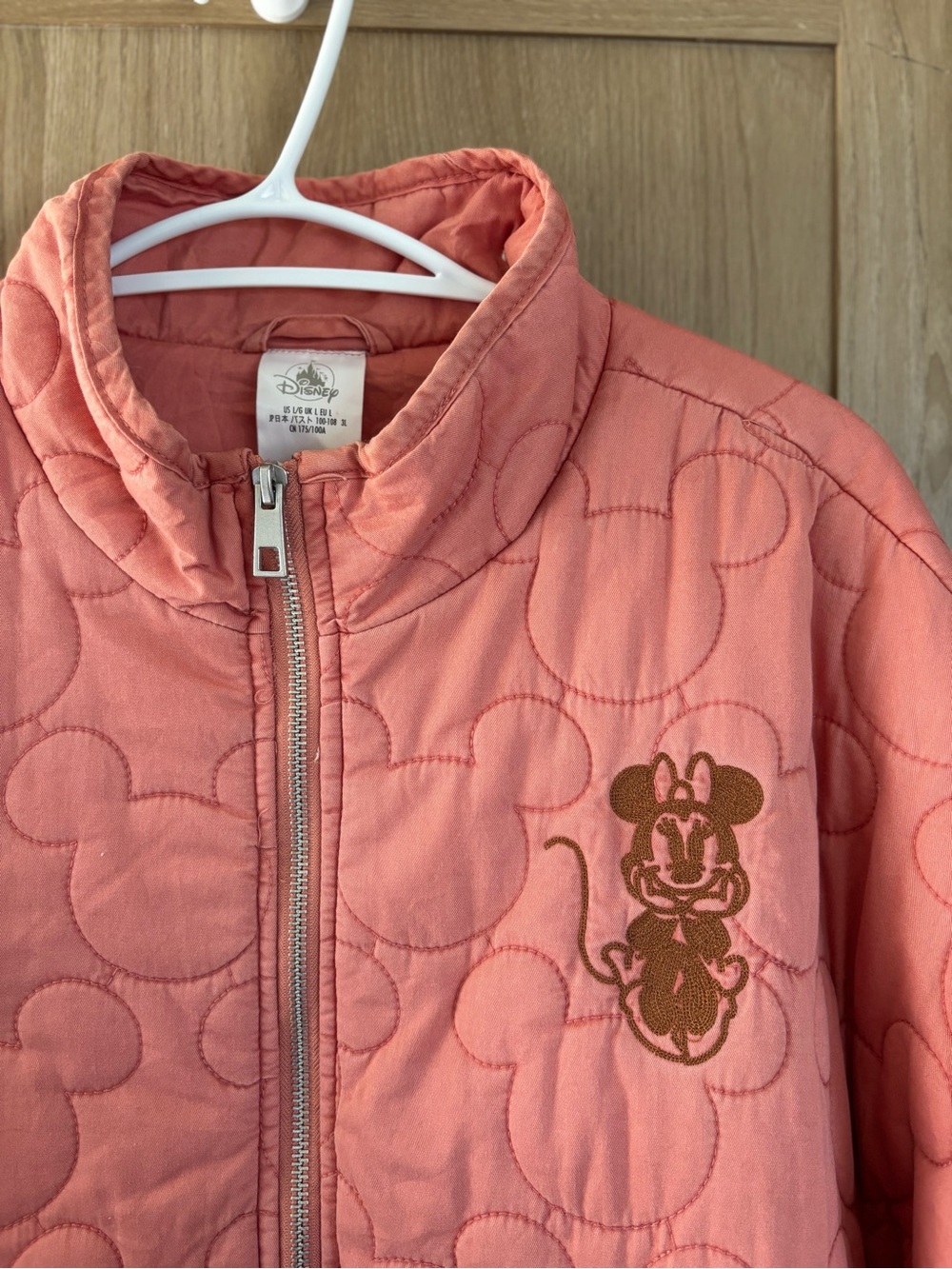Disney Parks Minnie Mickey Mouse Quilted‎ Jacket Sweater Size L Pink - Picture 2 of 5